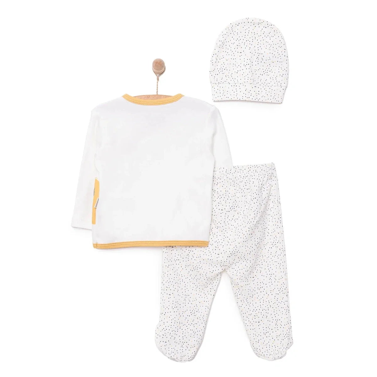 Bebbek "Bear Hugs" Slogan Peter Pan Collar Baby Hat, Vest & Bottoms Set (Newborn to 6 Months)