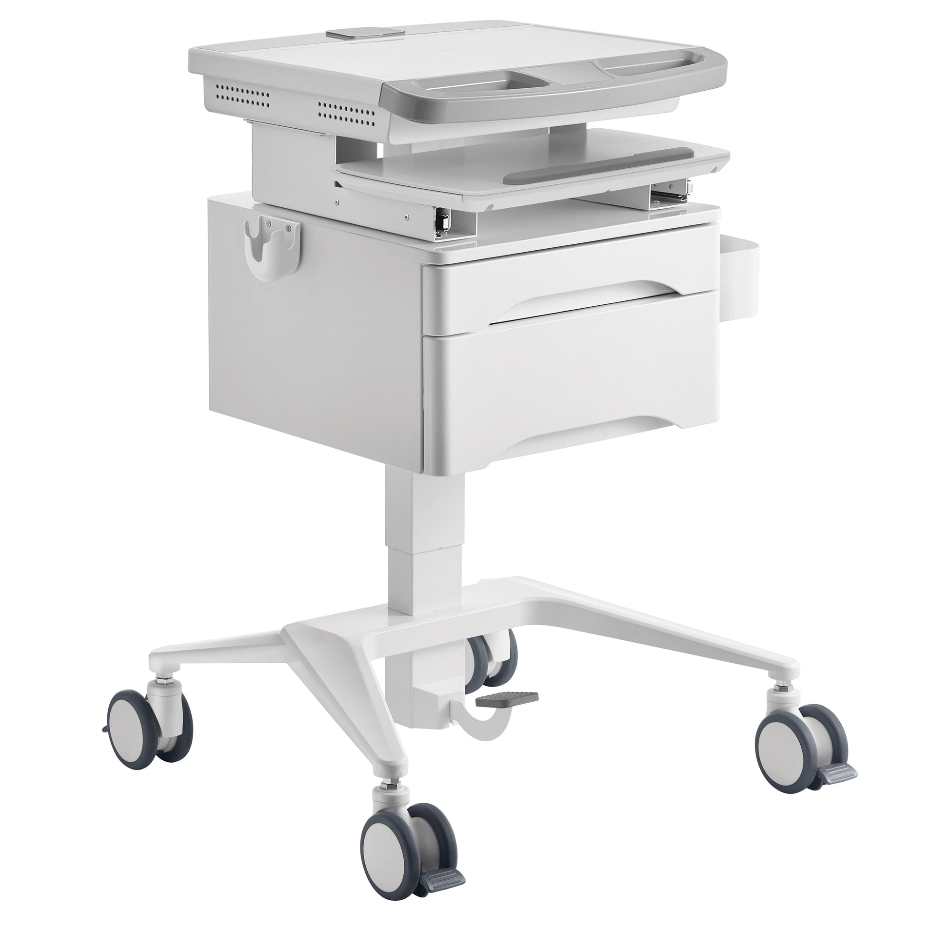 ProperAV Mobile Workstation Trolley Cart with Drawers