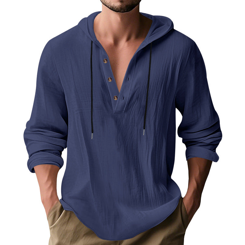 New Wish Cotton Linen Shirt Hooded Sweater Long Sleeve Hooded Casual Daily Clothing