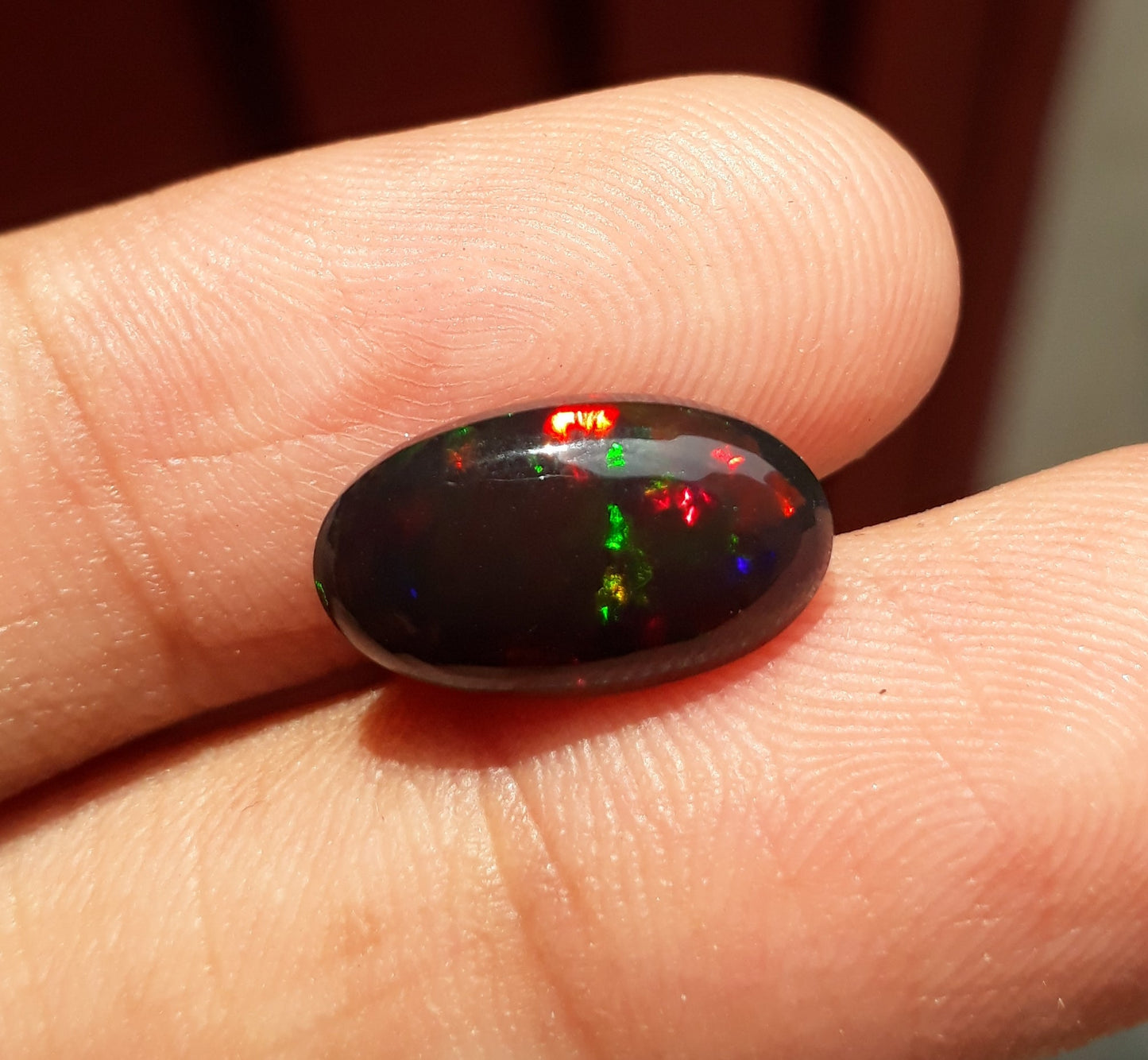 3.9ct Opal for Sale - Black Fire Opal - October Birthstone - 15x9mm