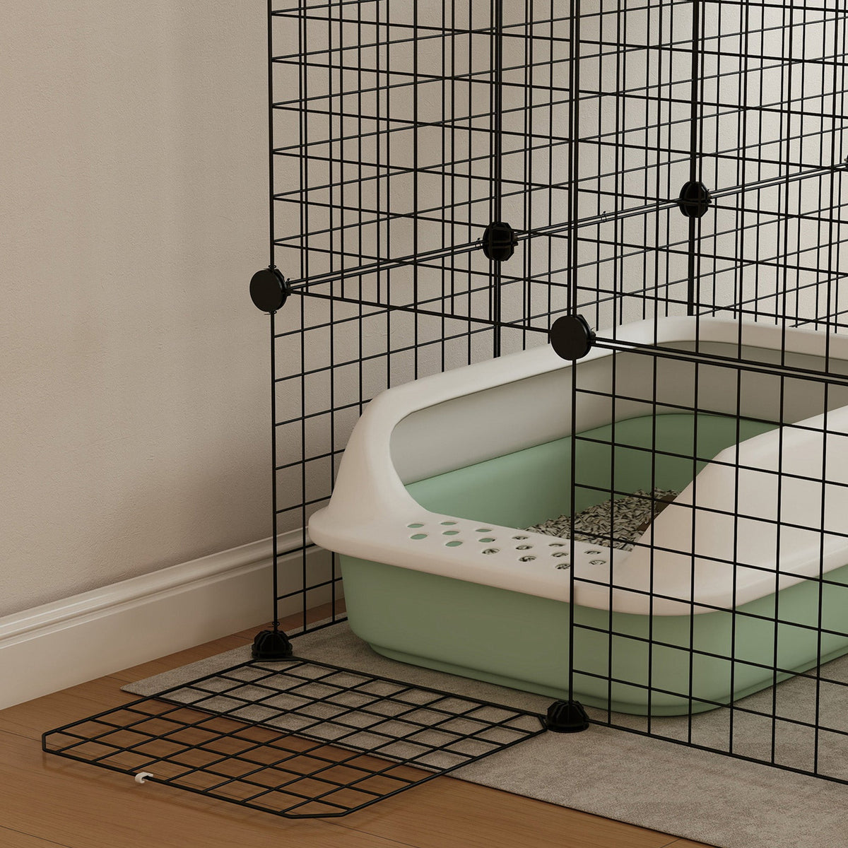 PawHut 4-Tier Cat Cage Indoor, DIY Cat Playpen with Hammock, Ramps, 5 Doors