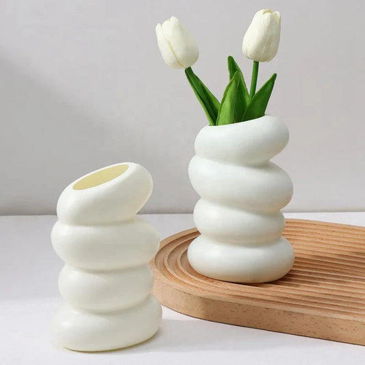 1PC Plastic Spiral White Vase Hydroponic Pot