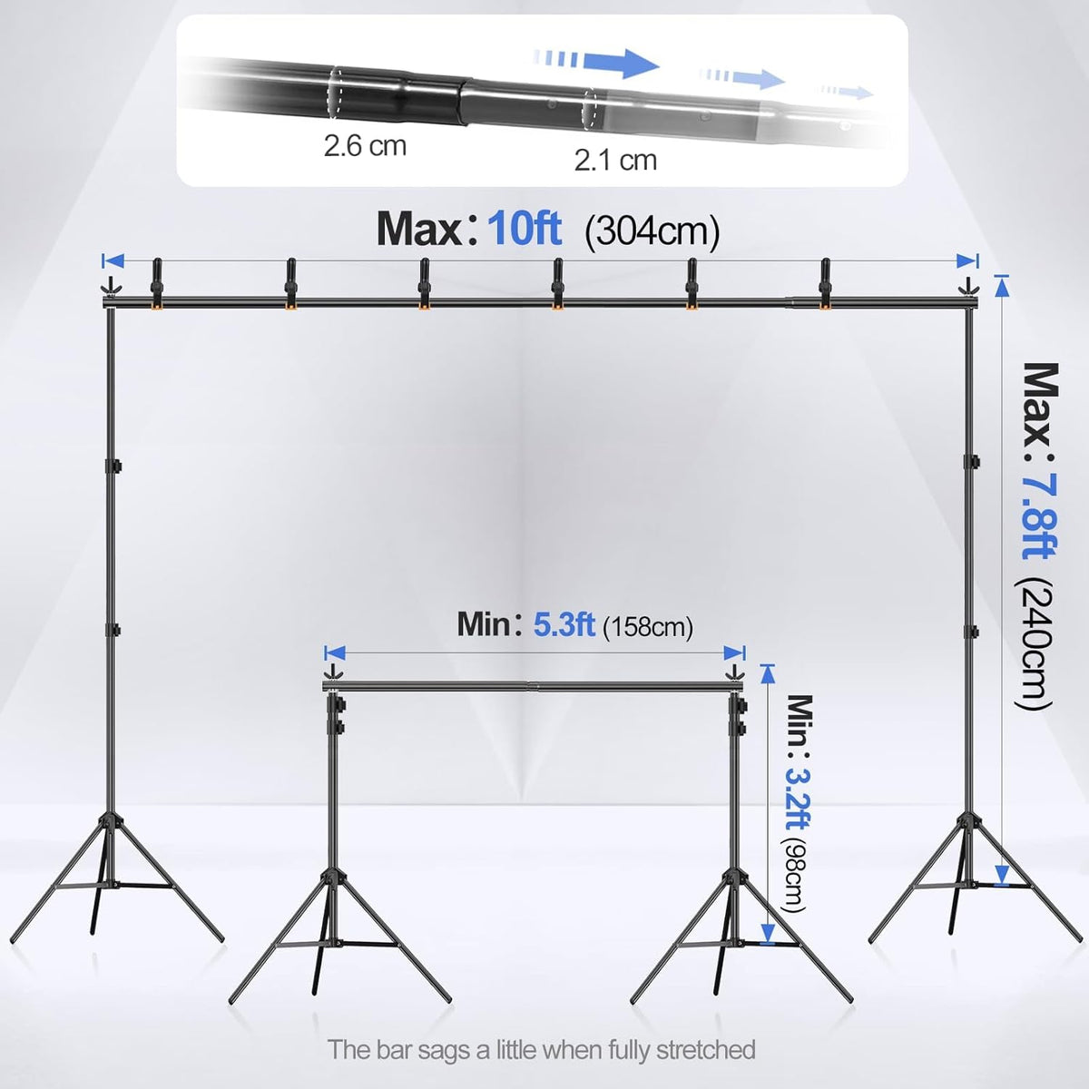Backdrop Stand 3x2.4m Adjustable Photo Studio Support Kit with Bag EMART