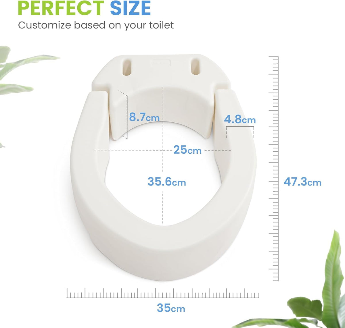 Hinged Toilet Seat Riser Raised Elongated Elevated Seat 10cm OasisSpace