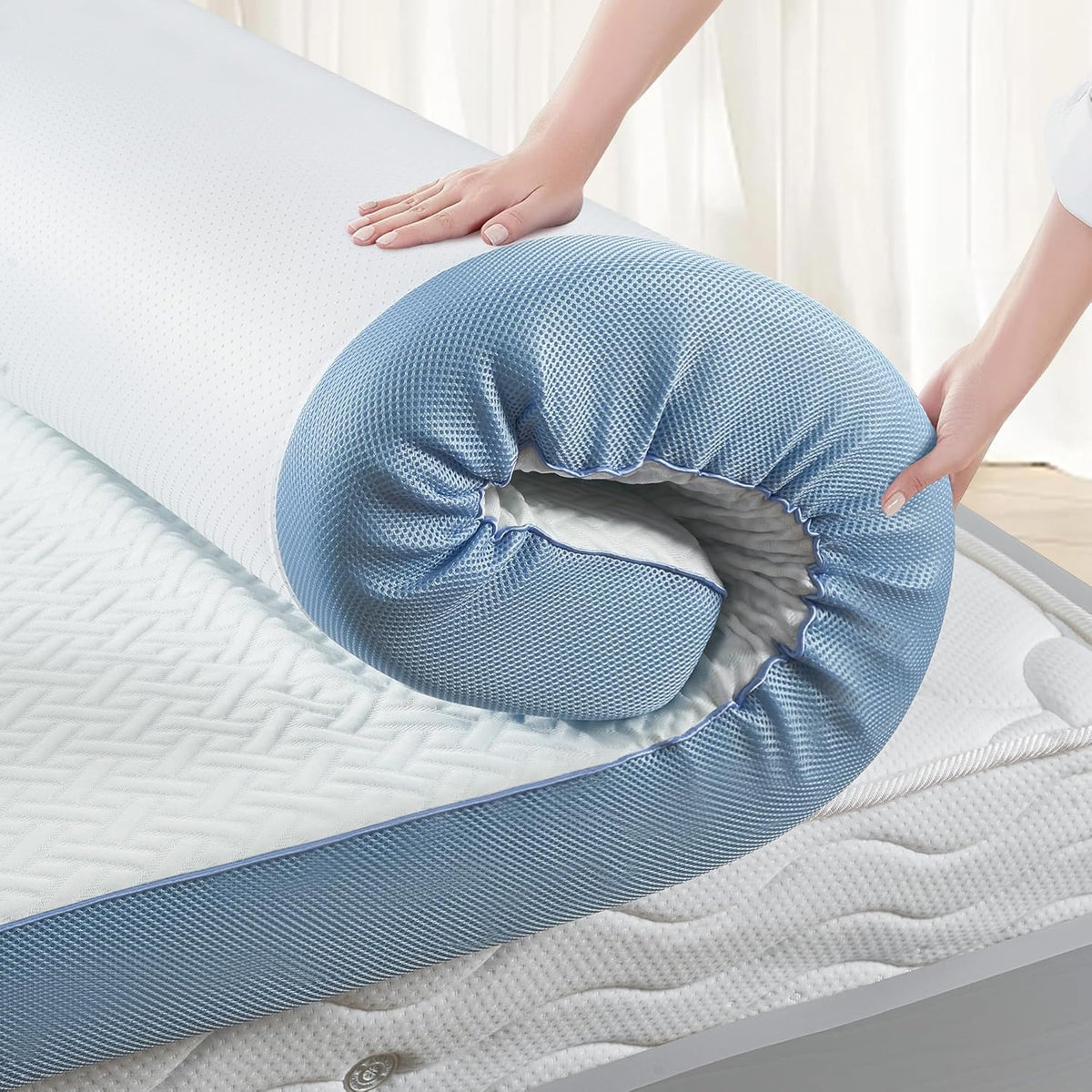 Memory Foam Mattress Topper Double 10cm Dual Layer Firm Support Hawthyhome