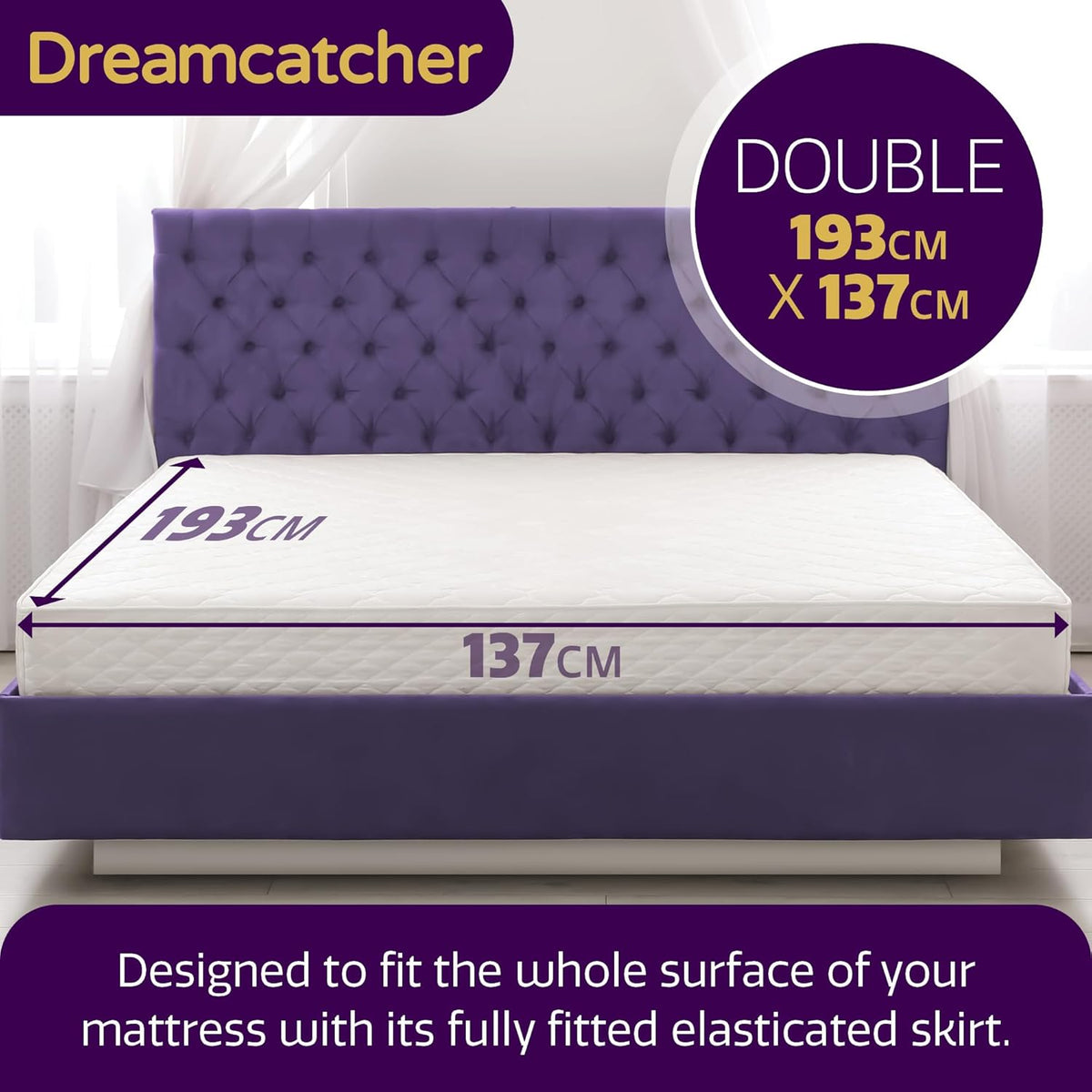Double Electric Blanket 193x137cm Soft Polyester Fitted Underblanket Dreamcatcher