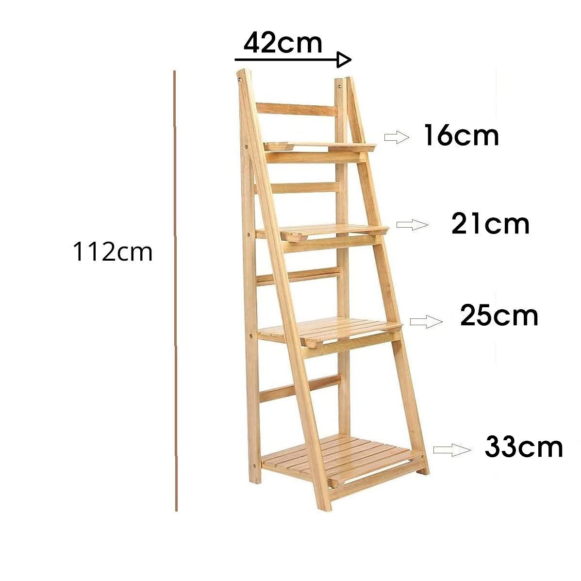4-Tier Wooden Ladder Plant Stand – Foldable Flower Shelf, 112cm Height