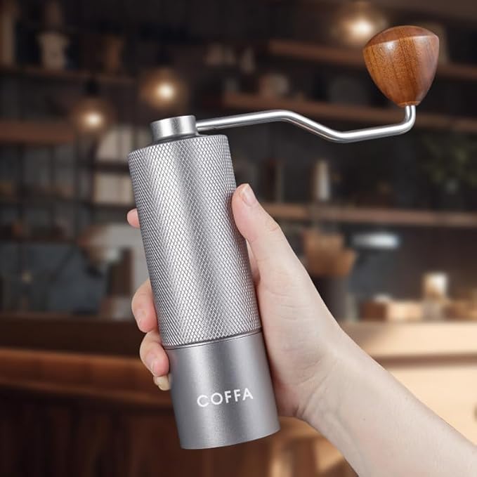 Manual Coffee Grinder Stainless Steel Burr Adjustable Hand Crank Portable Coffa