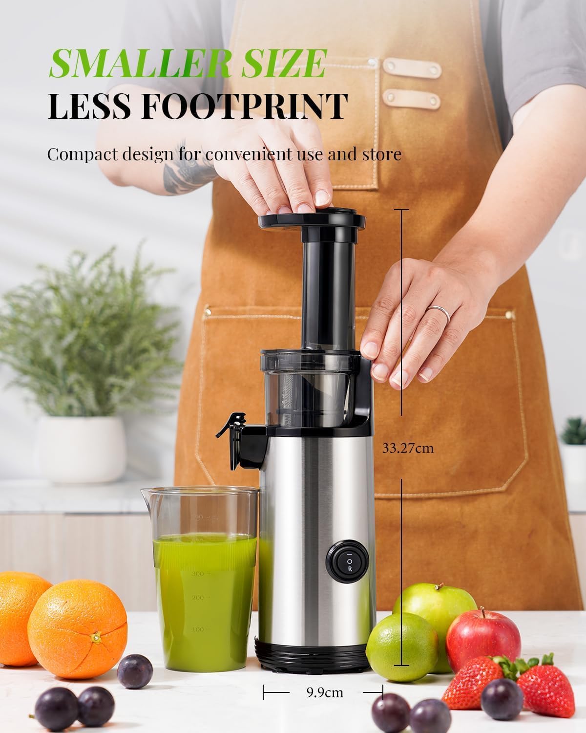 Compact Cold Press Juicer Slow Masticating High Yield Easy Clean 600ml KIDISLE