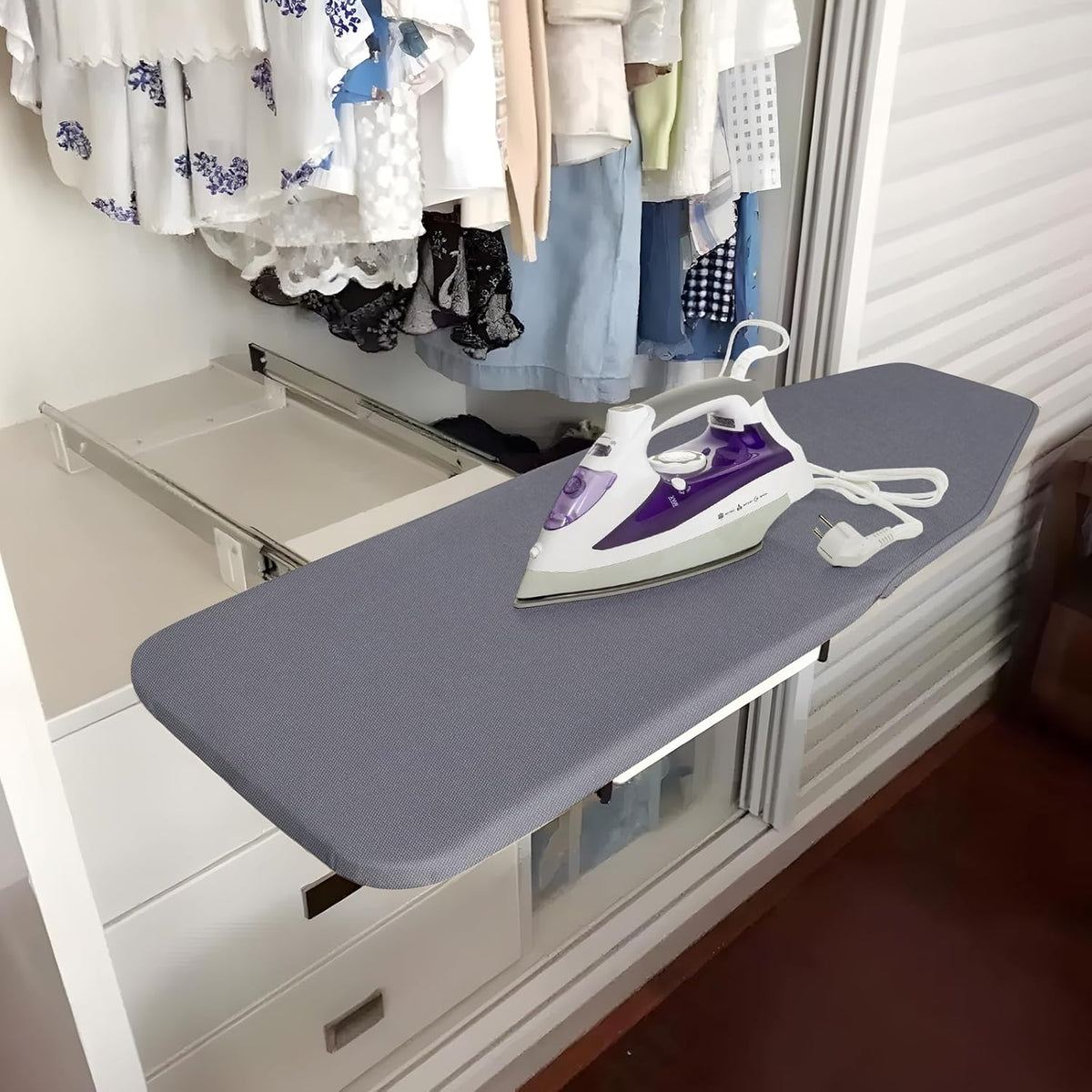 Folding Ironing Board 180 Rotatable Pull Out Space Saving 82x30cm Nisorpa