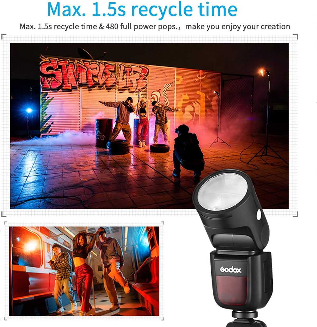 Godox V1-F Round Head Flash Speedlite 76Ws HSS with Battery for Fuji Cameras