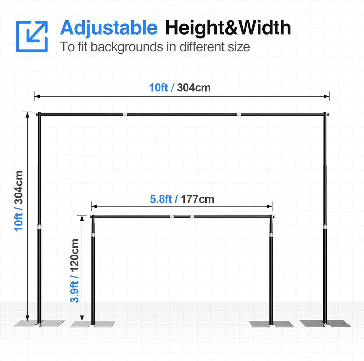 EMART 10x10ft Heavy Duty Backdrop Stand Kit – Adjustable Frame for Events