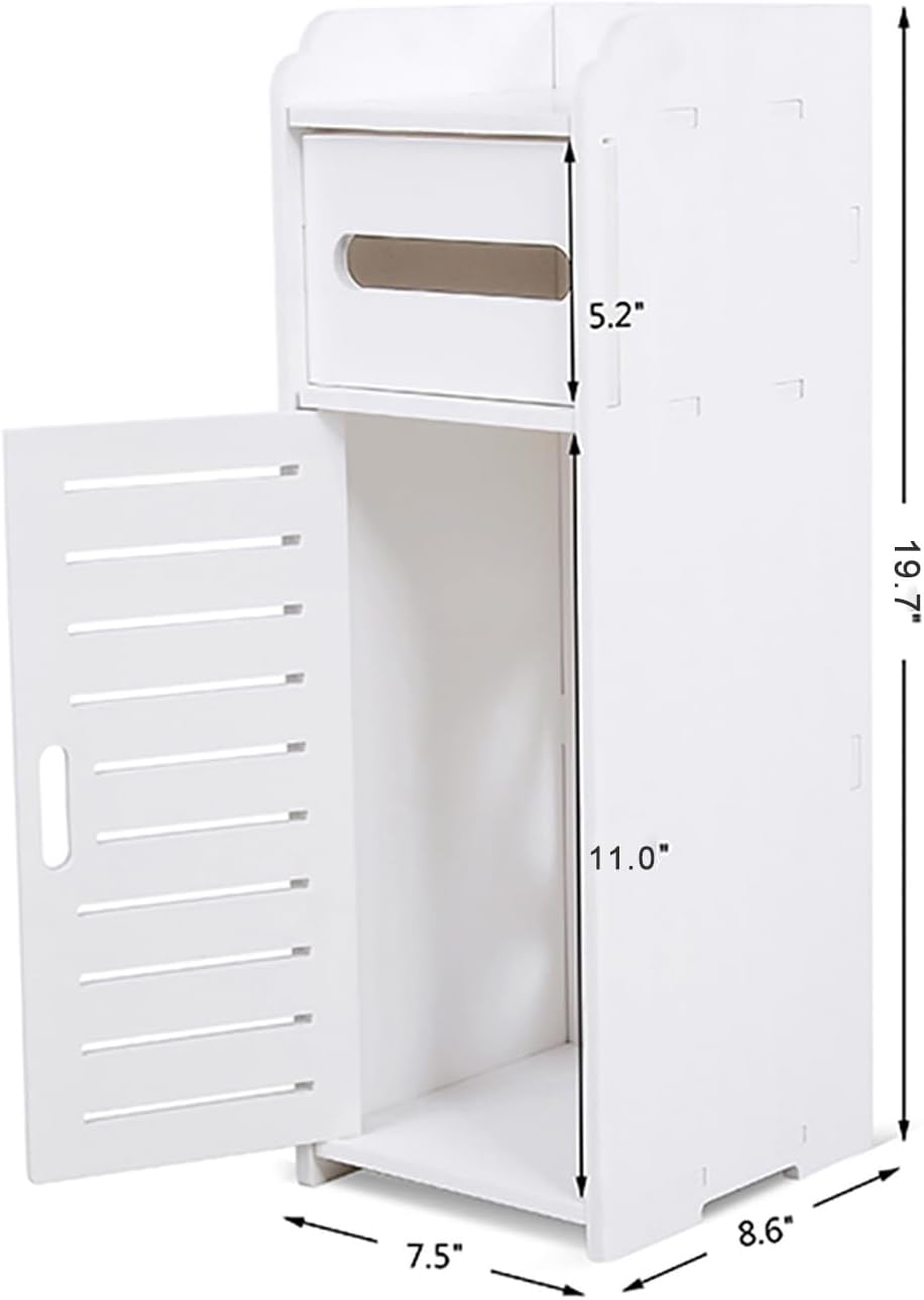 Small Bathroom Cabinet White 3 Tier Freestanding Tissue Box Storage Ejoyous