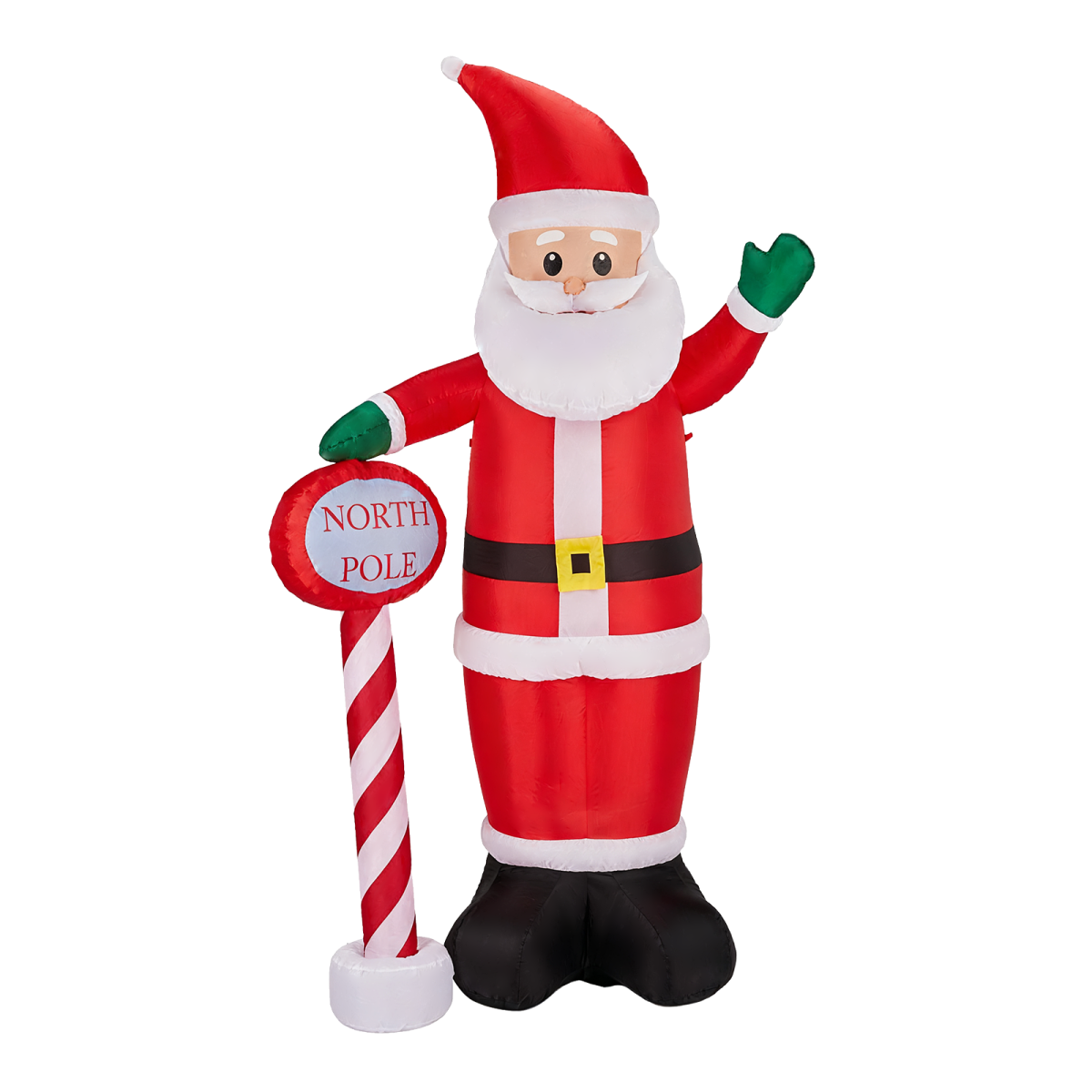 2.45M Lighted Christmas Inflatable Decoration, Inflatable Santa with North Pole Road Sign, Funny Blow Up Yard Decorations with Built-in LED Lights for Holiday Party Front Yard Lawn Garden Decor