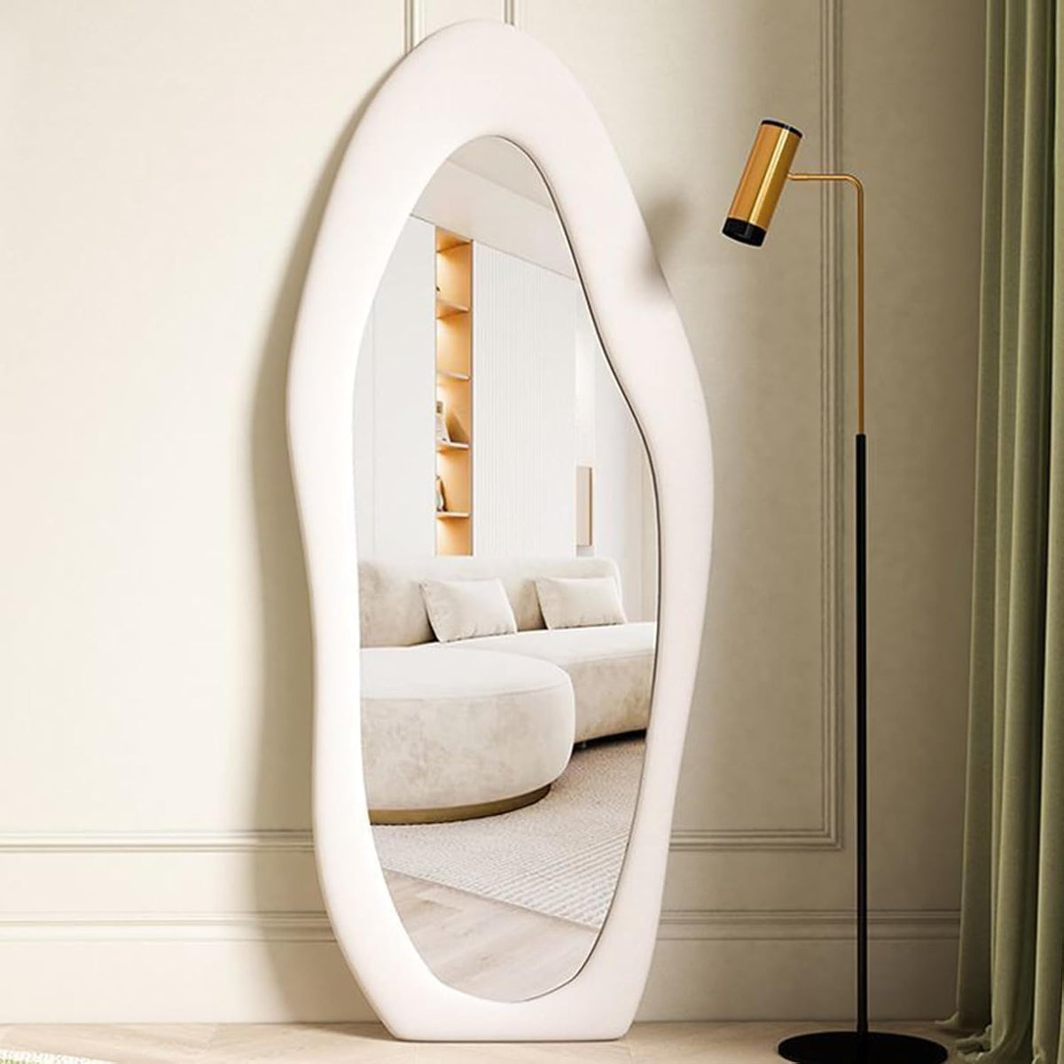 Asymmetrical Wavy Full Length Mirror 168x68cm Arch Floor Standing CEIEVER