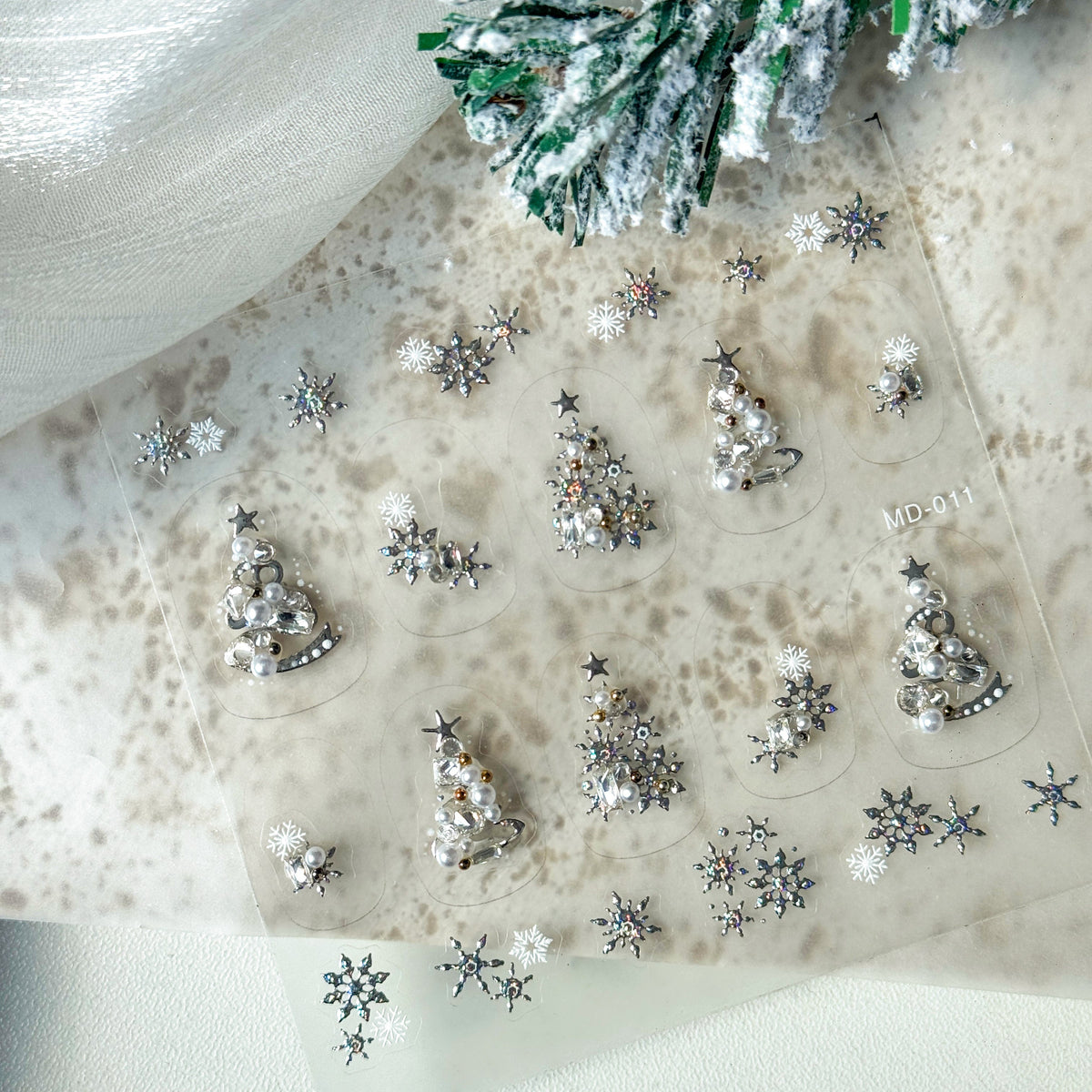 Hello Claws | Silver Christmas Tree Nail Deco Sticker