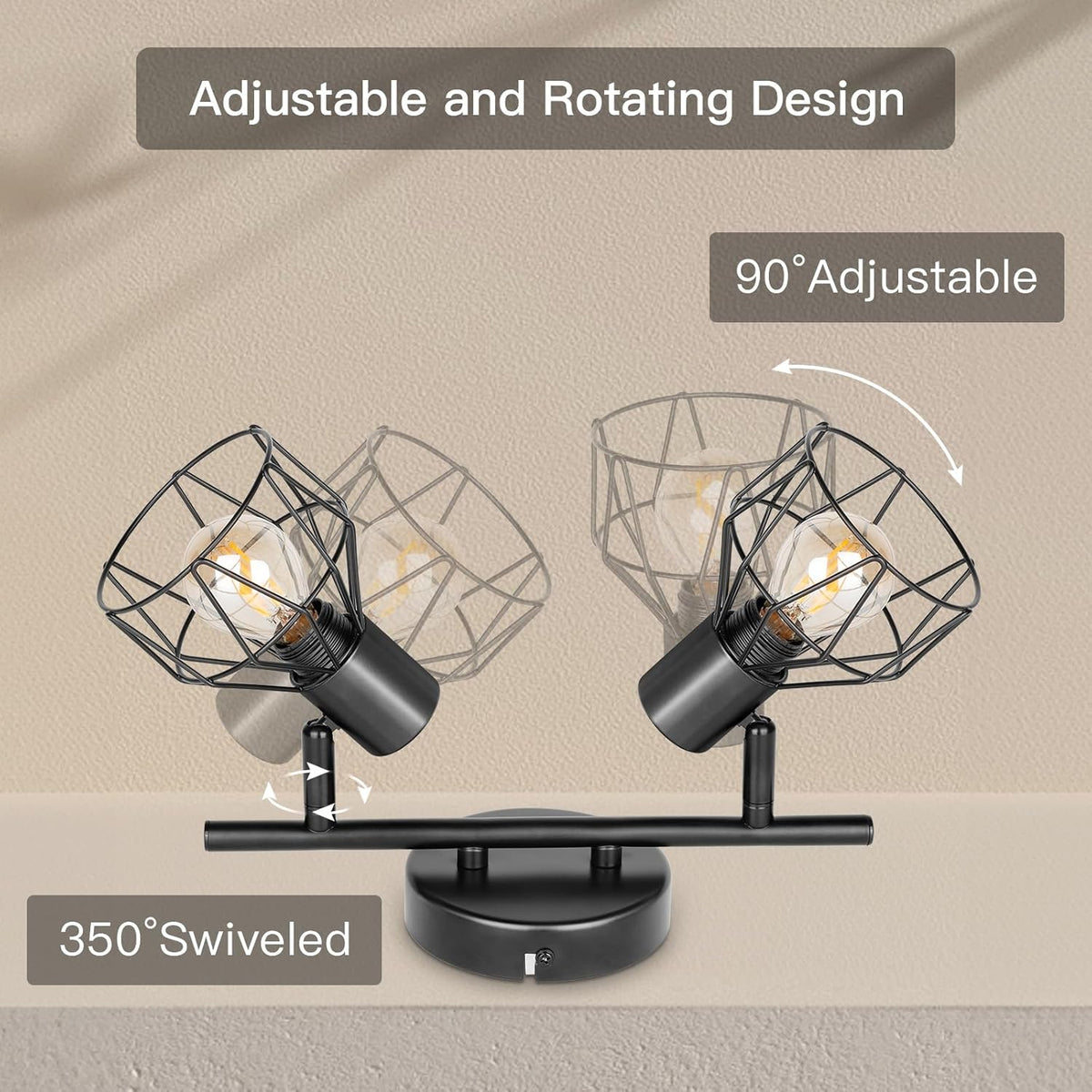 Dehobo 2-Way Ceiling Spotlight – Adjustable E14 Black Industrial Light