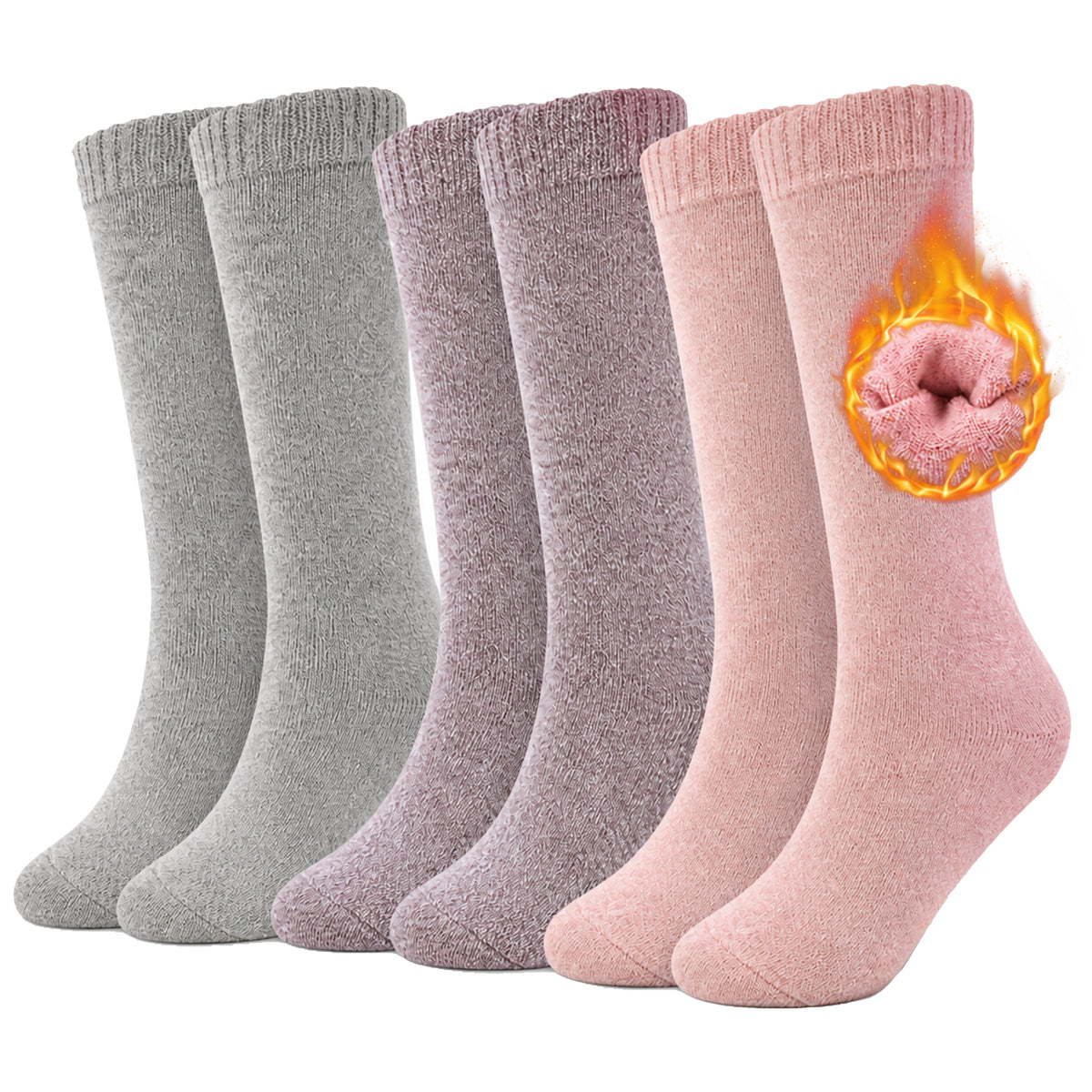 Sock Stack 3 Pairs Womens Wellington Boot Socks Thermal Wool Blend Knee High UK 4-8 EU
