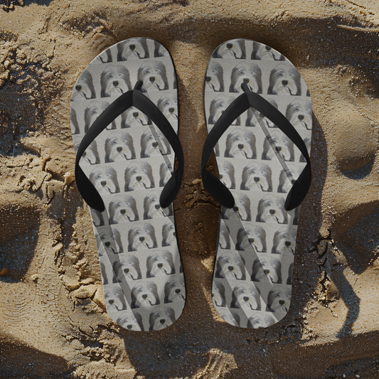 Bearded Collie Flip Flops: Walk on the Wild Side with Comfort and Chaos!