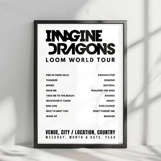Imagine Dragons Setlist Poster - Jiffy Lube Live, Bristow - August 22nd, 2024
