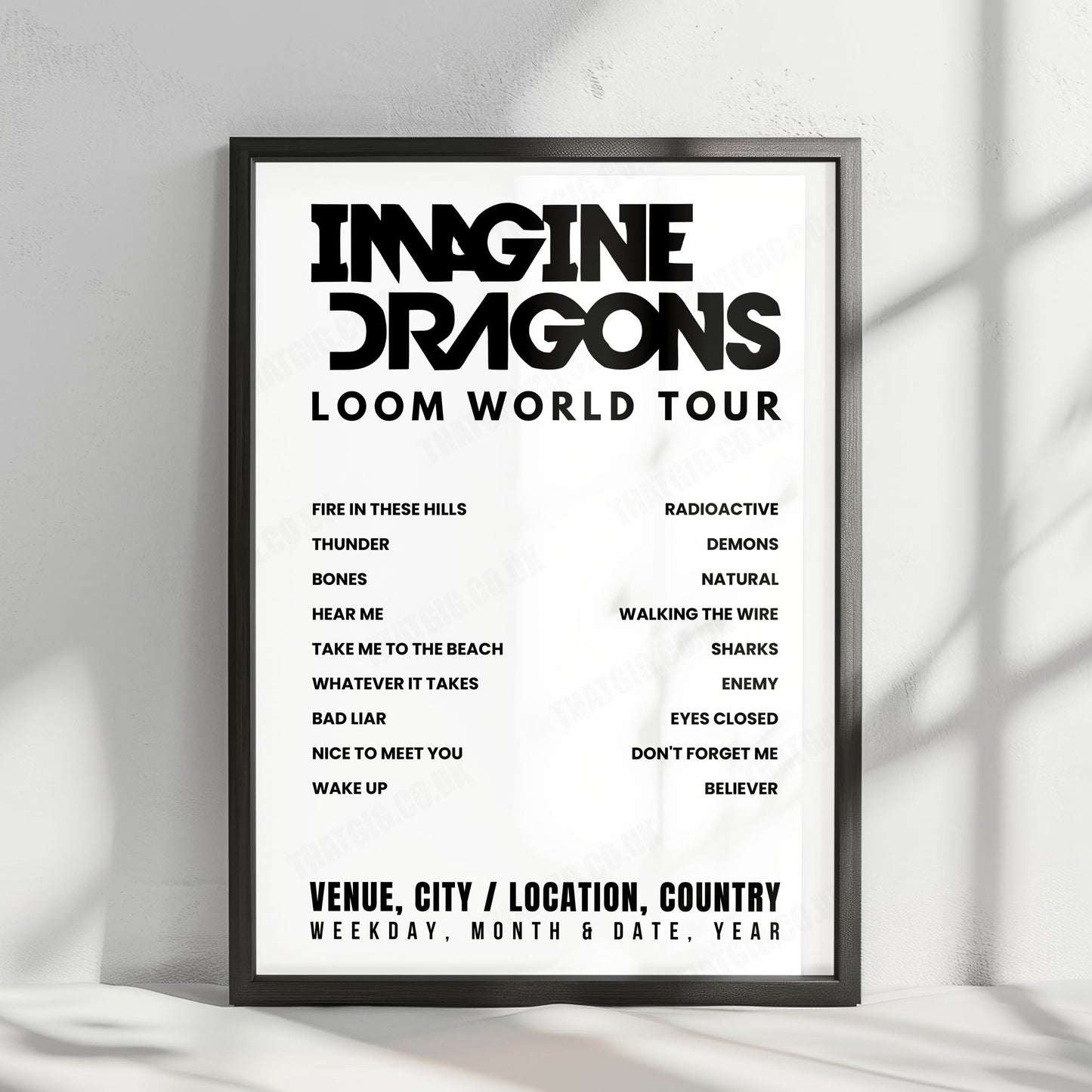 Imagine Dragons Setlist Poster - Singapore Indoor Stadium, Singapore - November 25th, 2024