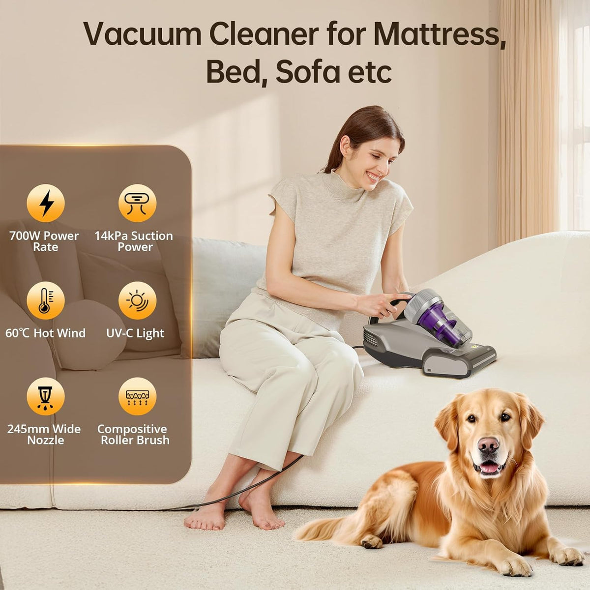 JIMMY JV35 Mattress Vacuum Cleaner 700W Anti Dust Mite UV Light Handheld 14KPa