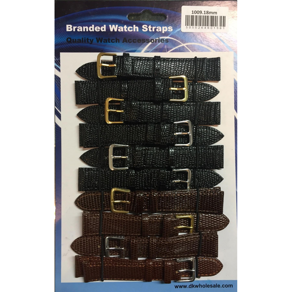 Lizard Grain Leather Black and Brown Watch Straps Pk10 size 16mm 1009
