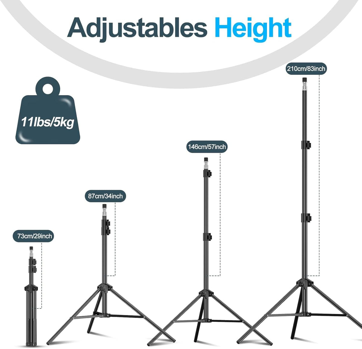 EMART 7ft Light Stands 2-Pack – Aluminum Tripods with Case for Studio Gear