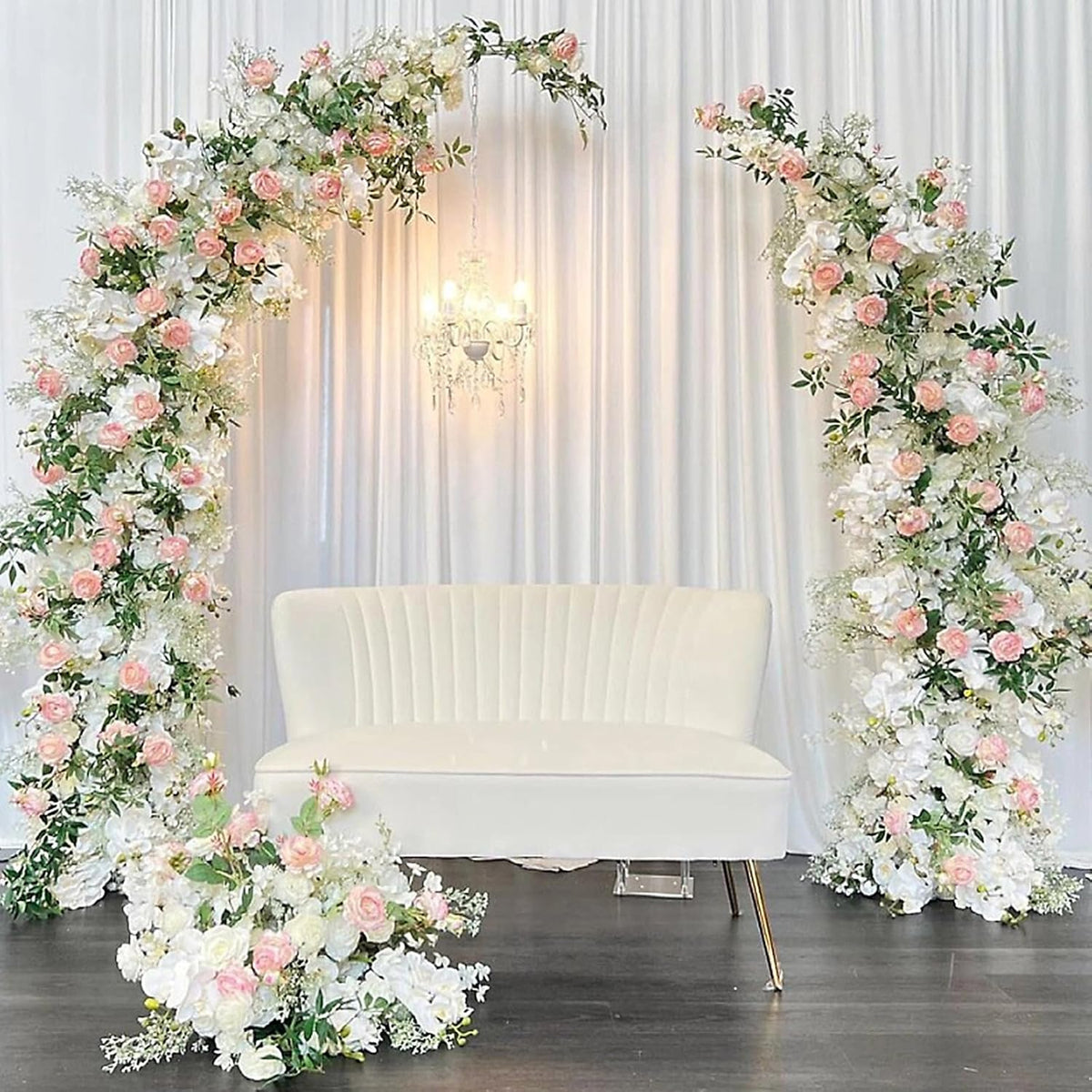 Metal Wedding Backdrop Stand Moon Shape Arch 2.1M 1.8M 2Pcs Maxant