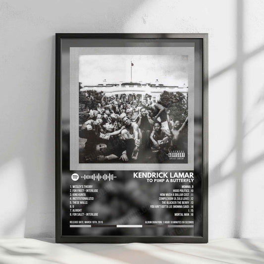 Kendrick Lamar "To Pimp A Butterfly" Album Cover Poster - with Complete Tracklist