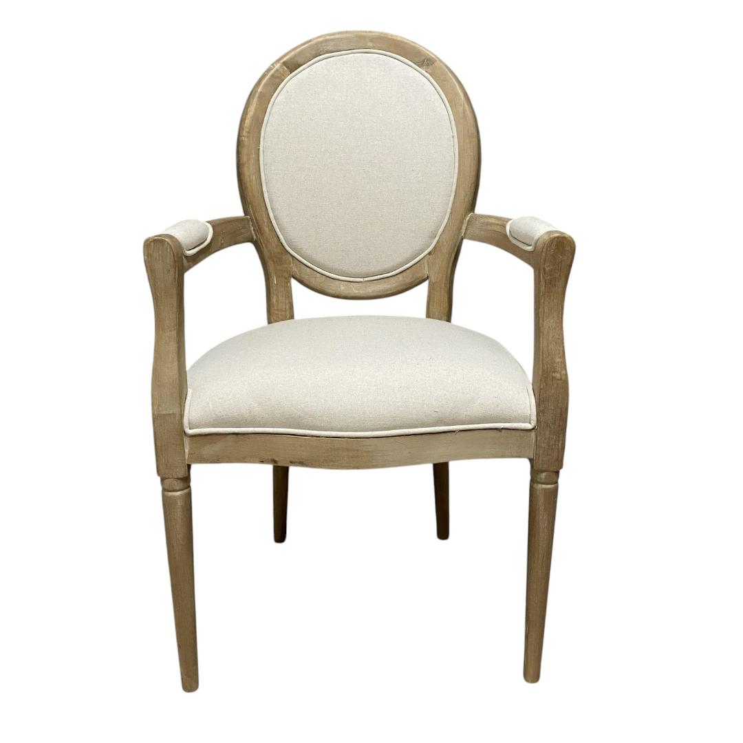 94CM BROWN FRAME LINEN FABRIC LOUIS CHAIR