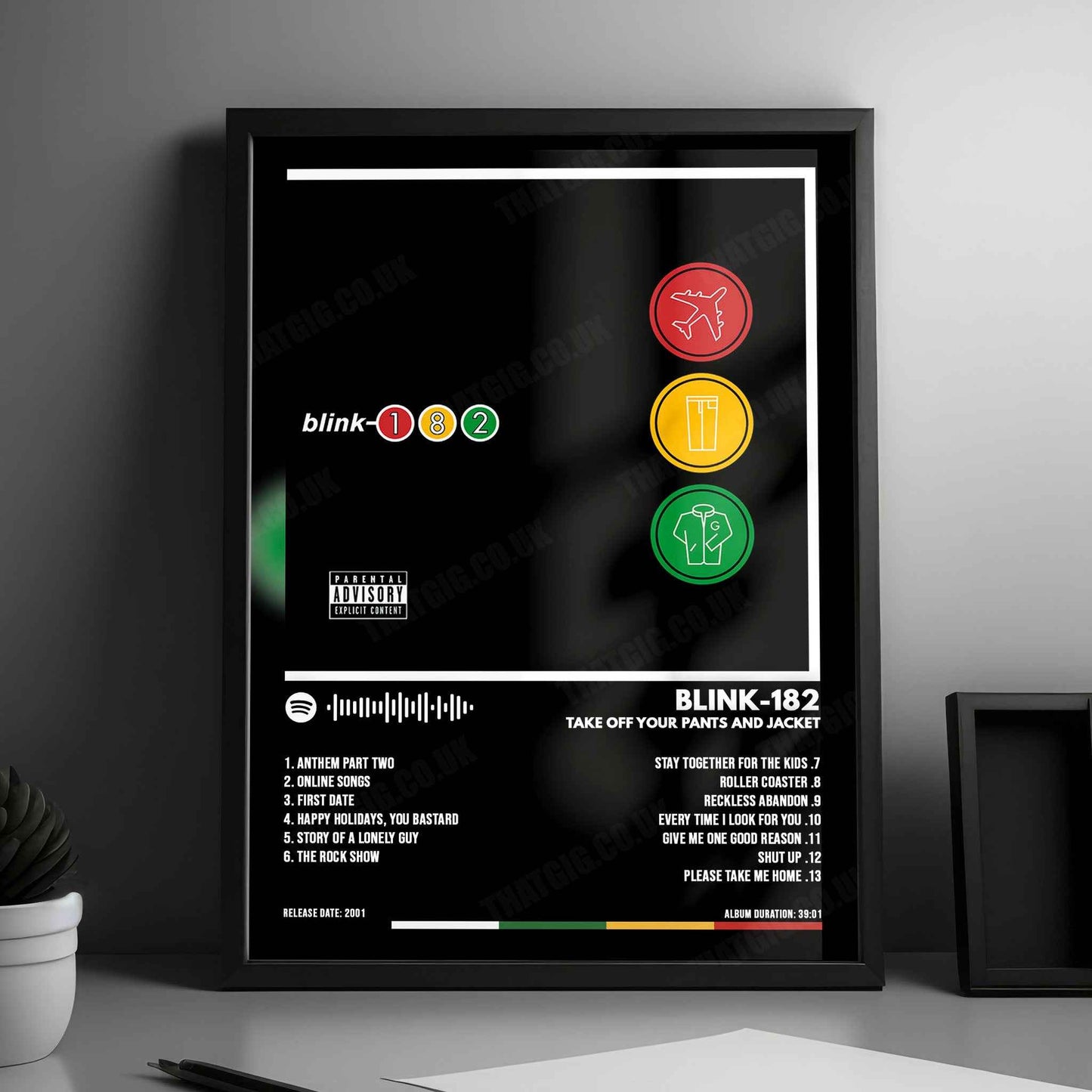 Blink-182 "Take Off Your Pants and Jacket" Album Cover Poster - with Complete Tracklist