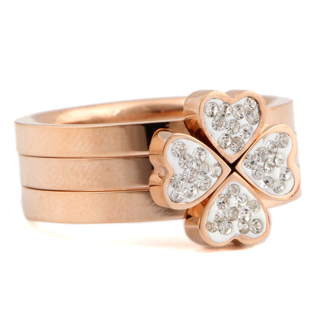 Simple Lucky Love Three-color Stitching Ring