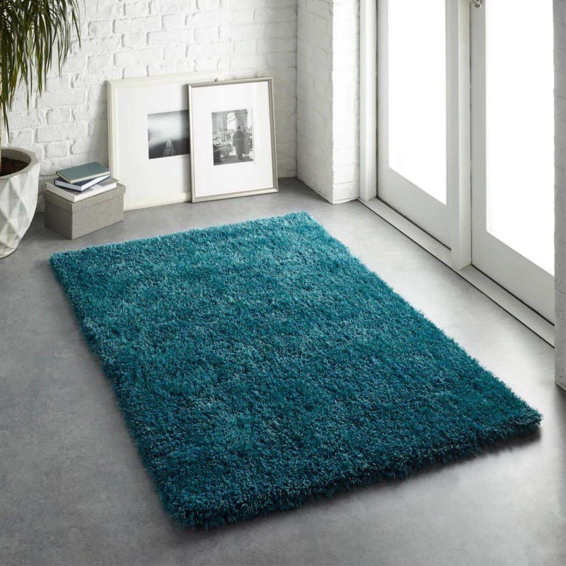 Chicago Dark Teal Shaggy Rug