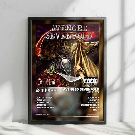 Avenged Sevenfold "City Of Evil" Album Cover Poster - with Complete Tracklist