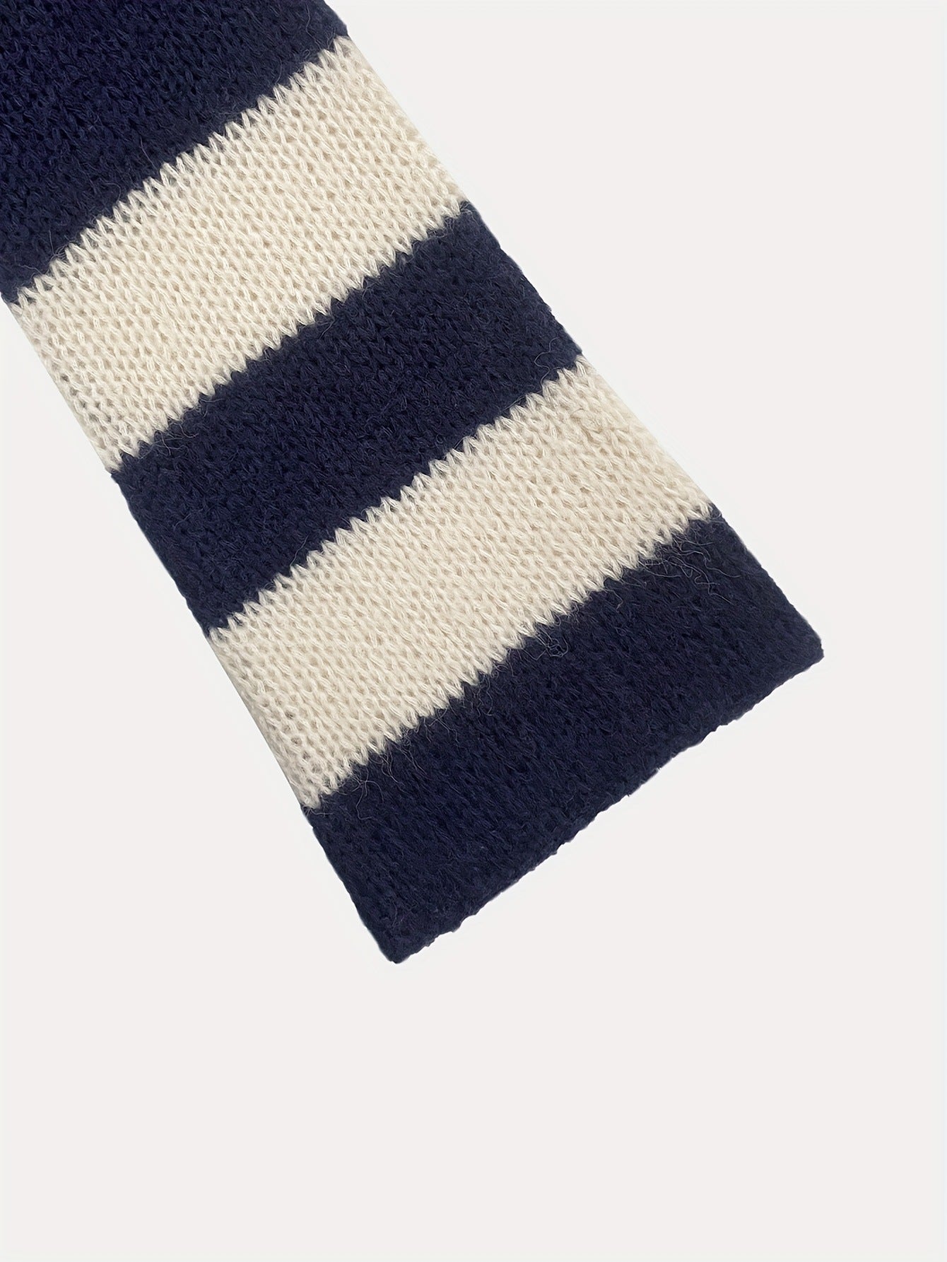 Crew-neck Contrast-striped Loose-fit Casual Chic Versatile Knit Pullover