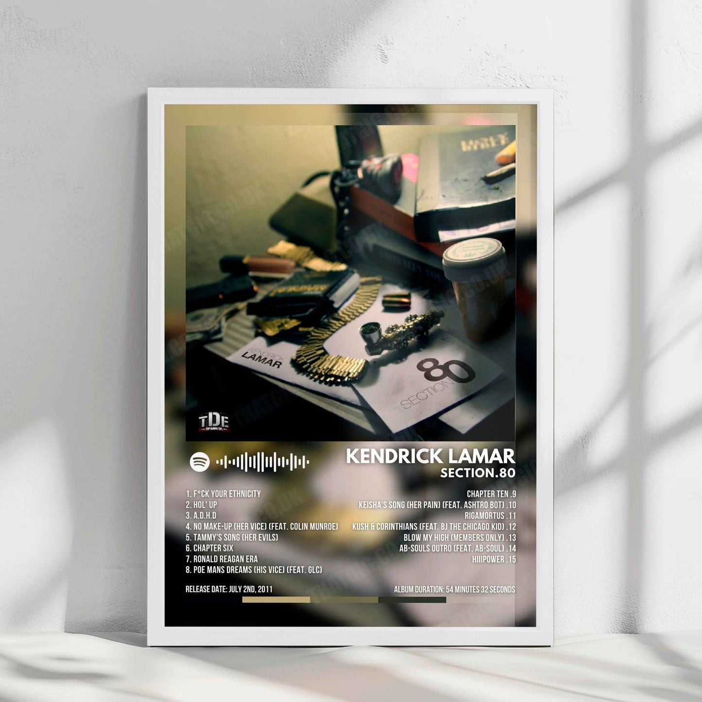 Kendrick Lamar "Section.80" Album Cover Poster - with Complete Tracklist