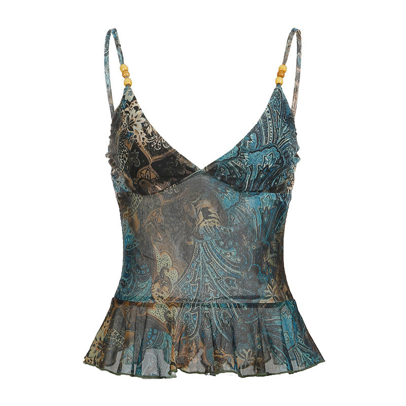 Resort-style Ethnic-style Strapless Backless Cropped Top For Women