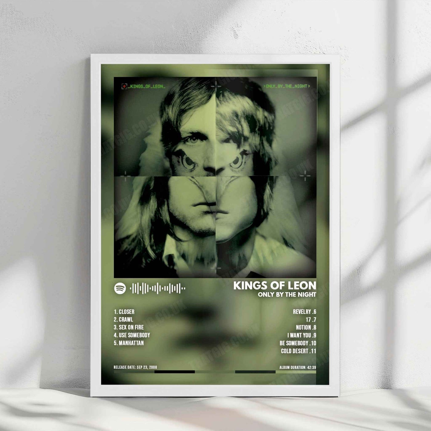 Kings of Leon "Only by the Night" Album Cover Poster - with Complete Tracklist