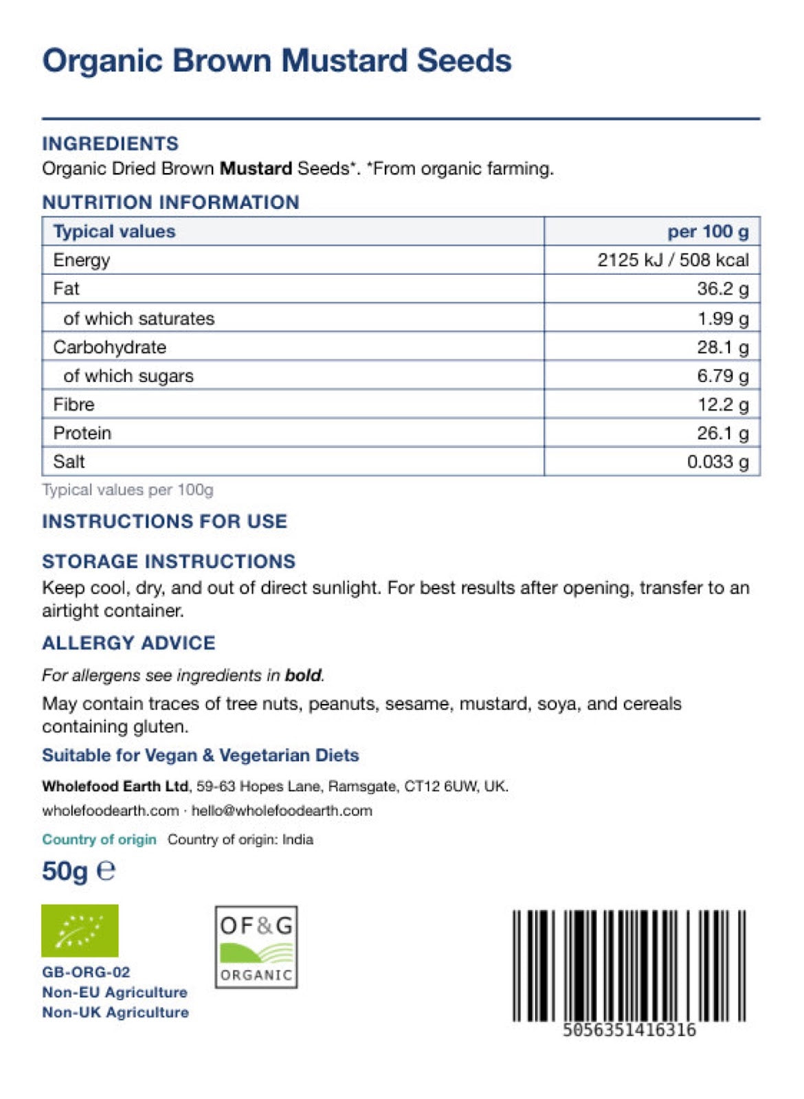 Organic Brown Mustard Seeds