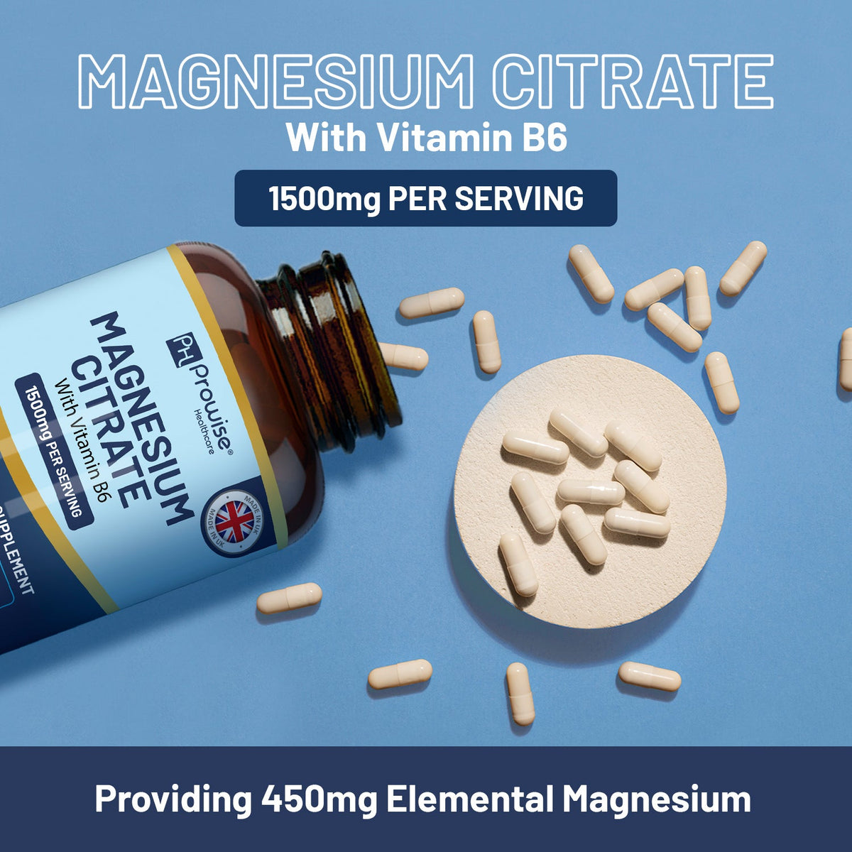 Magnesium Citrate Capsules 1500mg with Vitamin B6