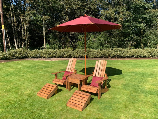 Charles Taylor Trading Aidendack Style Set With Burgundy Cushion Brown