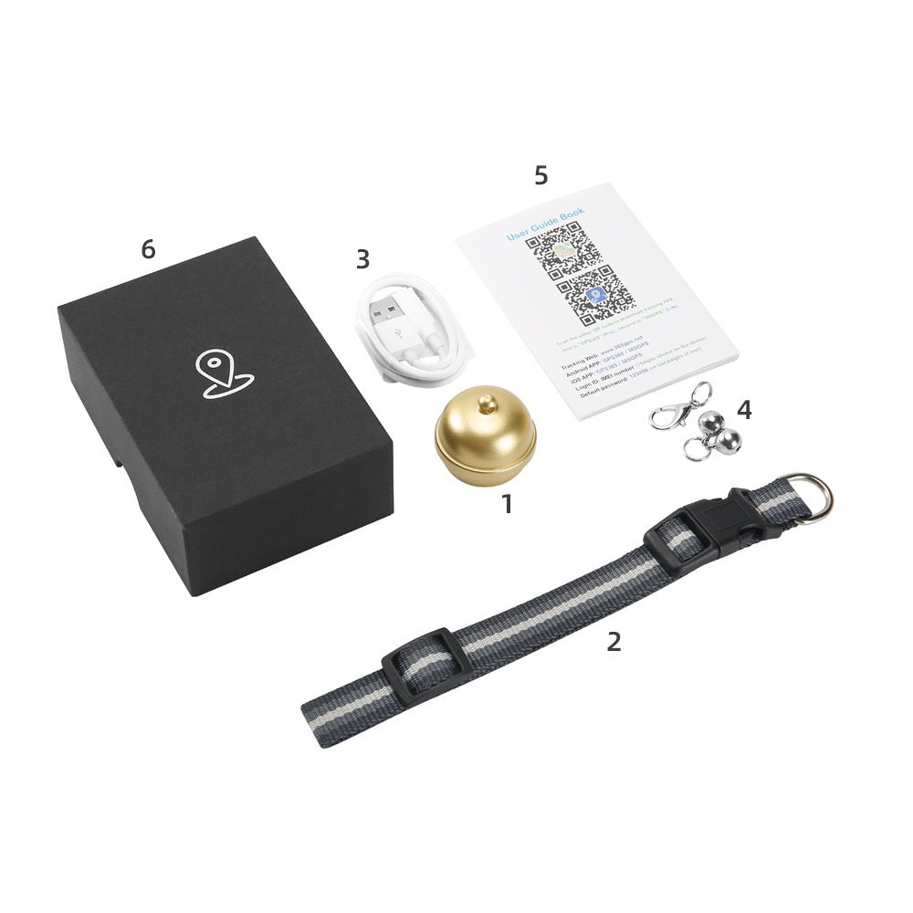 Pet GPS Bell Locator IP67 Waterproof Cat And Dog Locating Ring Interchangeable Card G15
