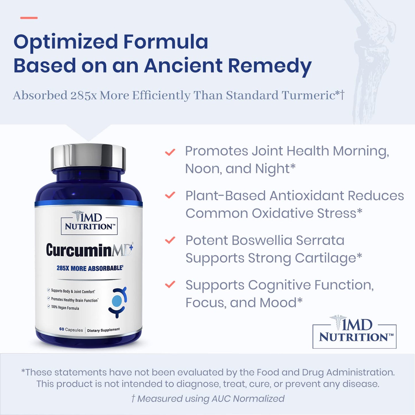 1MD Nutrition CurcuminMD Plus - Turmeric Curcumin with Boswellia Serrata, Highly Absorbable | Joint Support & Recovery | 120 Capsules (2-Pack)