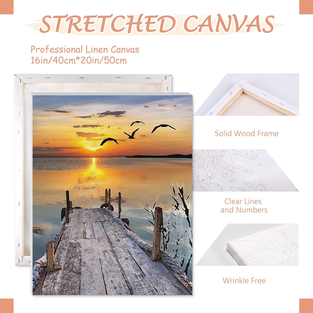 Paint By Numbers Kit DIY Canvas Painting Sunset 40x50cm Kids TONZOM
