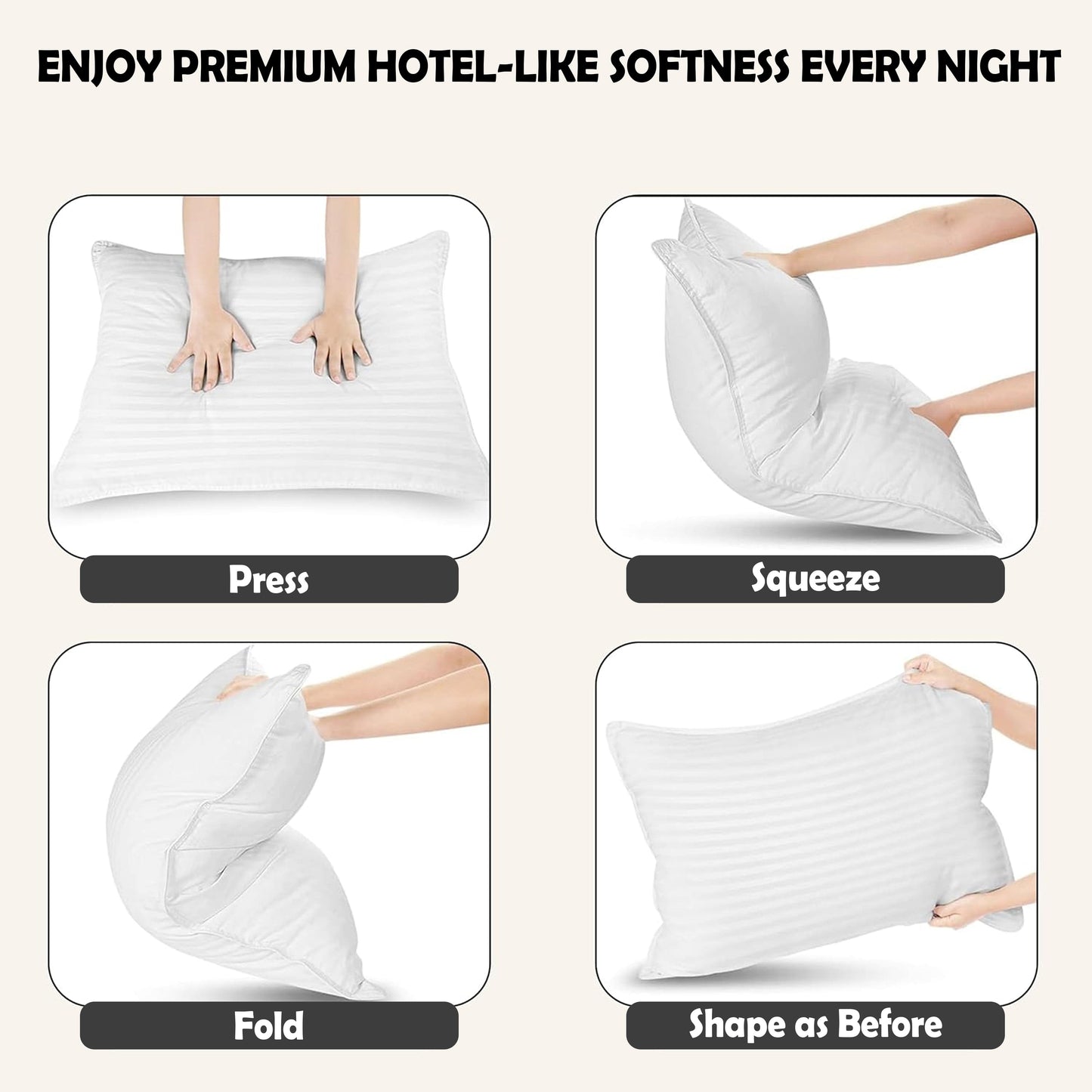 2 Pack Luxury Hotel Pillows Hypoallergenic Hollowfibre Soft Medium Support for Comfortable Sleep by OLIVIA ROCCO