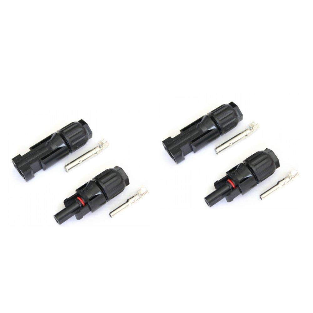 2 Pairs of MC4 compatible connectors for 10mm2 cable, suitable for solar panels, extension leads or photovoltaic systems