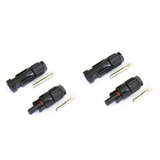 2 Pairs of MC4 compatible connectors for 10mm2 cable, suitable for solar panels, extension leads or photovoltaic systems