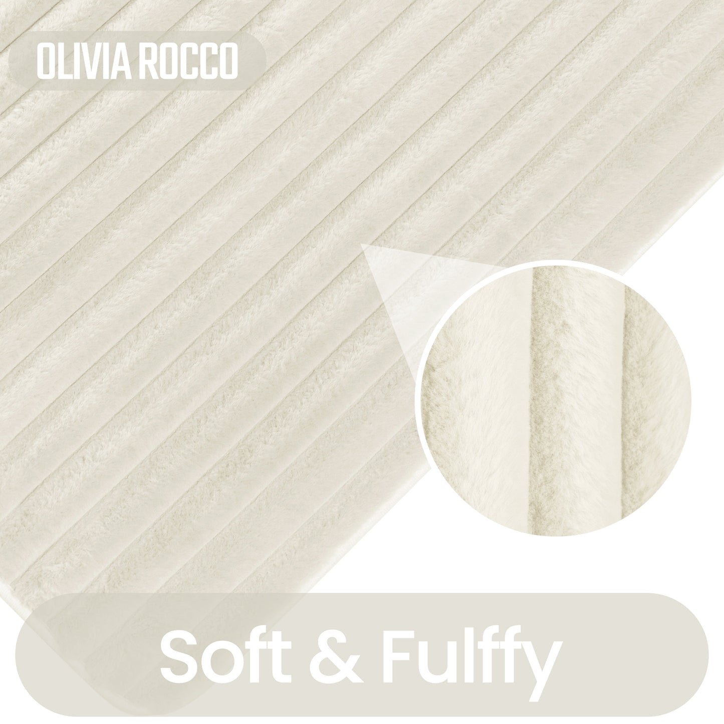 2 Piece Ribbed Bath Mat Set in Cream Extra Soft Non Slip Super Absorbent Bathroom & Toilet Mats Easy Care Rug by OLIVIA ROCCO