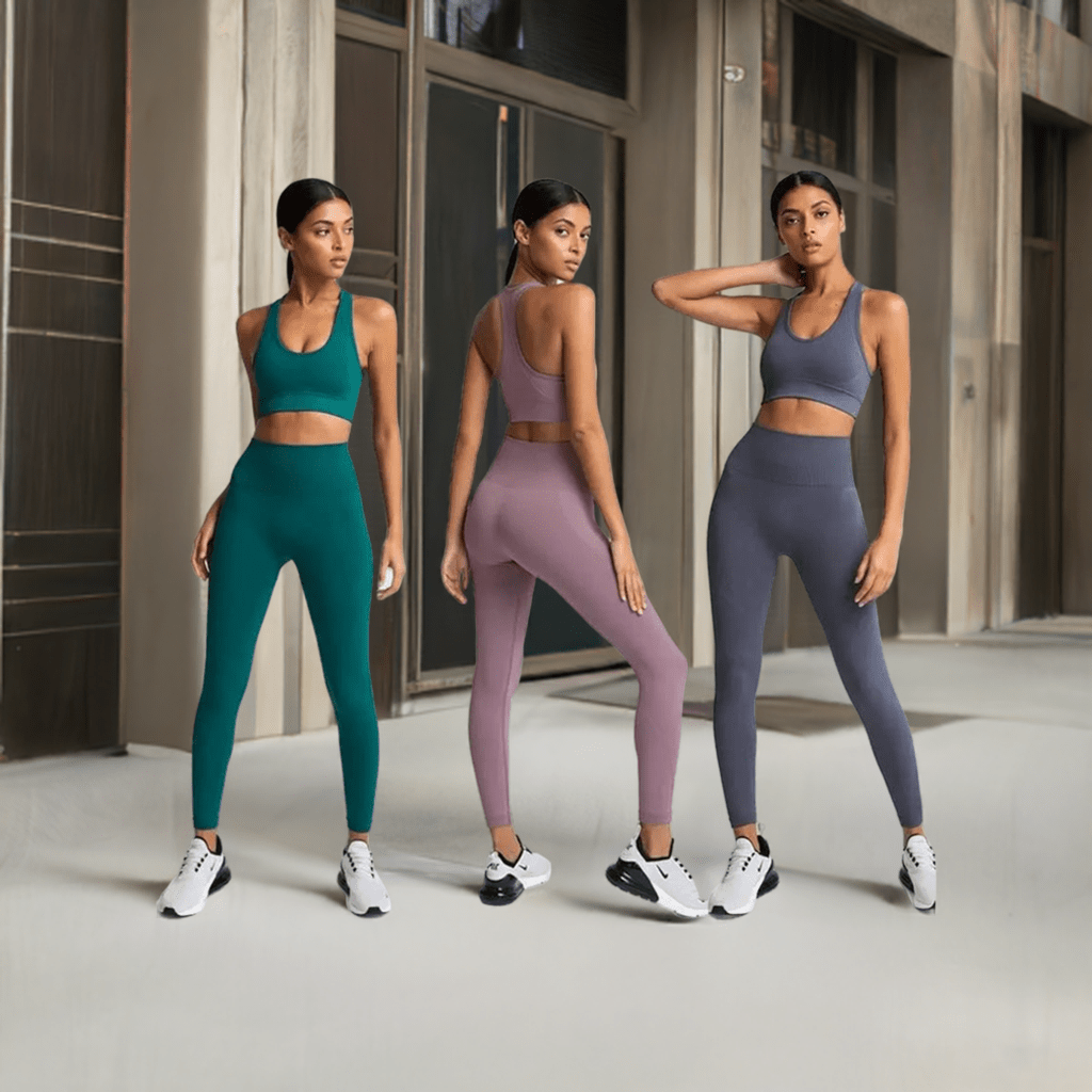 Gym Clothes Set for Women - 2-Piece Push-Up Yoga Bra & High Waist Leggings in 12 Colors